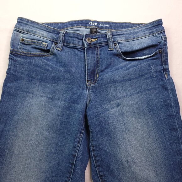 Gap Womens Legging Ankle Jeans 8 Low Rise Medium Wash Stretch Distressed - Picture 7 of 9